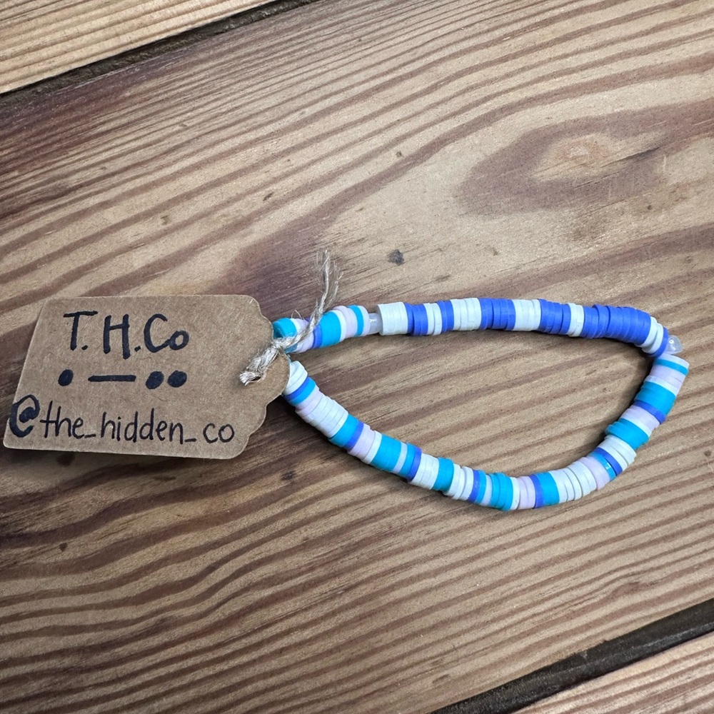 Blue and White Kids Beaded Bracelet